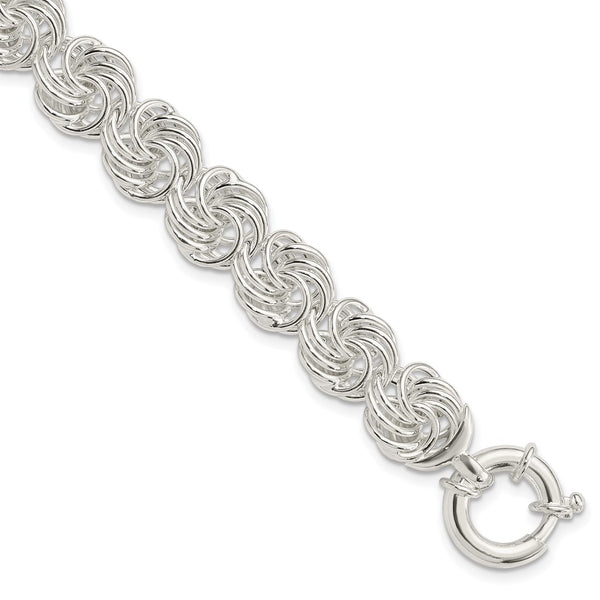 Sterling Silver 8" 11.5MM Fancy Circle Bracelet
