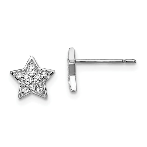 Sterling Silver Cubic Zirconia 8MM Star Stud Earrings