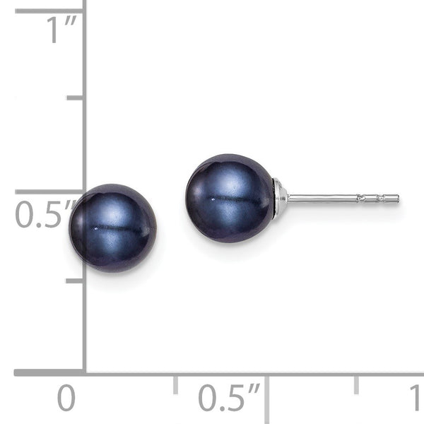 Sterling Silver 6X7MM Pearl Stud Earrings