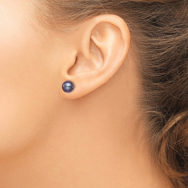 Sterling Silver 8X9MM Pearl Stud Earrings