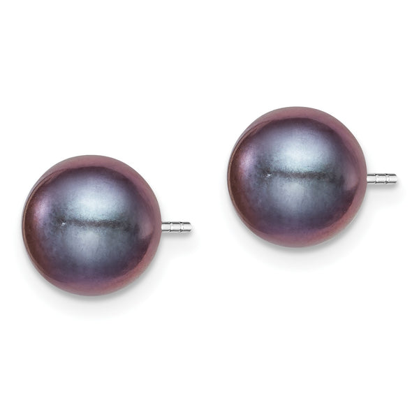 Sterling Silver 8X9MM Pearl Stud Earrings