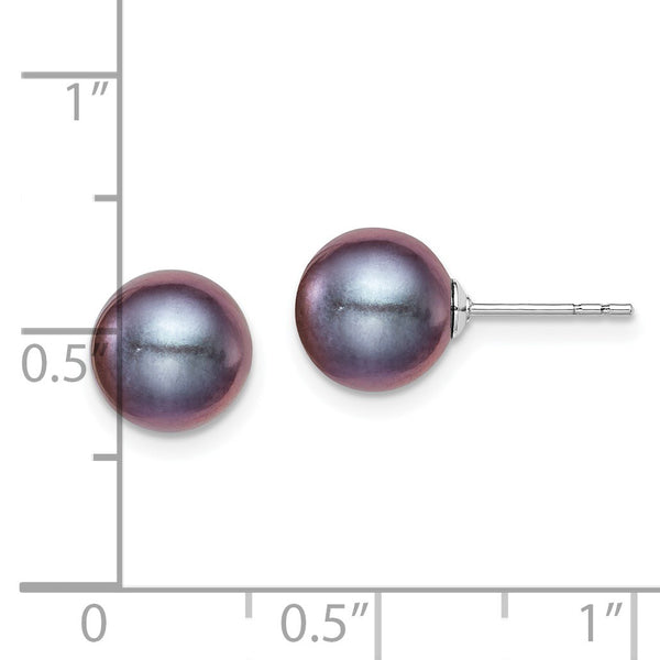Sterling Silver 8X9MM Pearl Stud Earrings