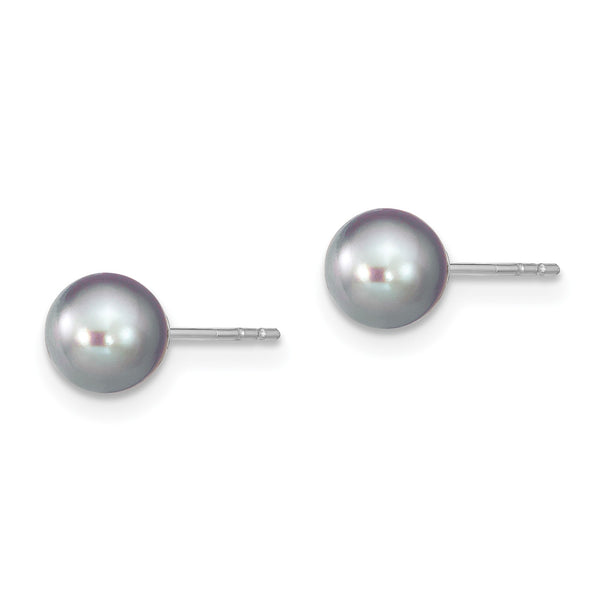 Sterling Silver 6X7MM Pearl Stud Earrings