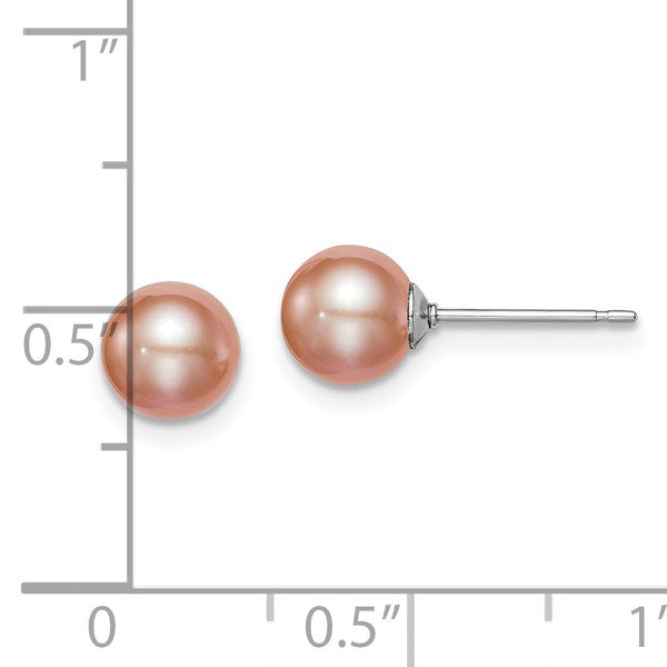 Sterling Silver 6X7MM Pearl Stud Earrings