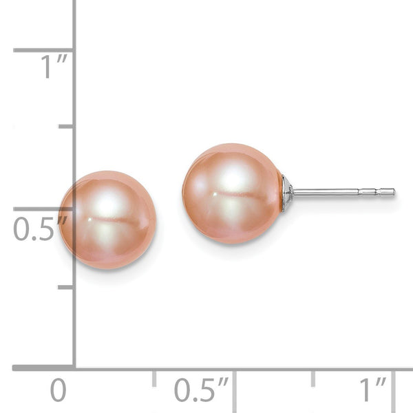 Sterling Silver 8X9MM Pearl Stud Earrings