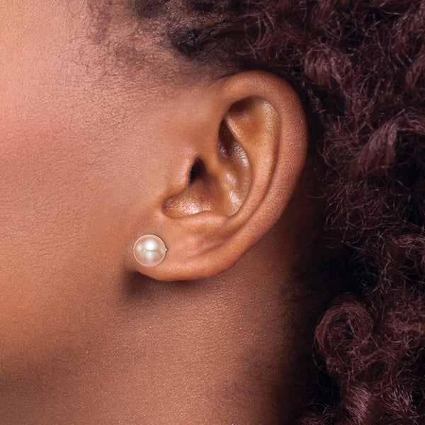 Sterling Silver 8X9MM Pearl Stud Earrings