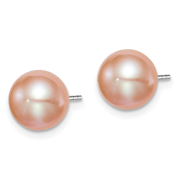 Sterling Silver 8X9MM Pearl Stud Earrings