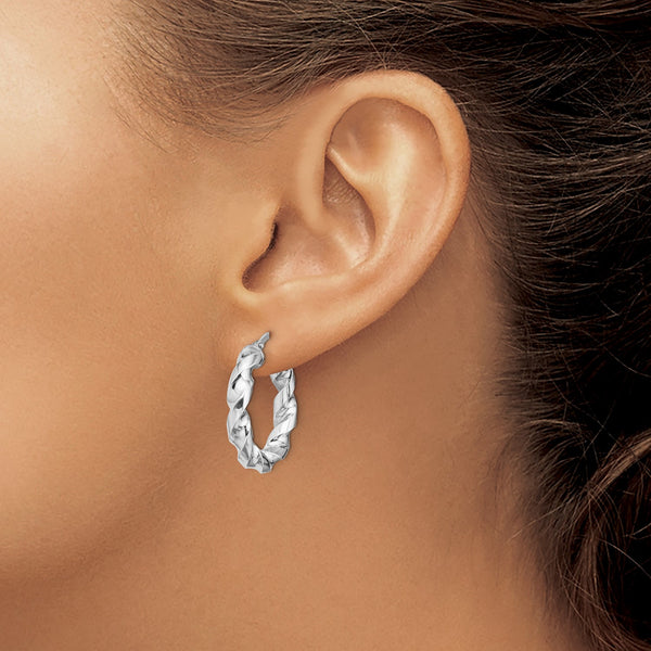 Sterling Silver 24X21MM Twist Hoop Earrings