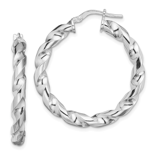 Sterling Silver 34X31MM Twist Hoop Earrings
