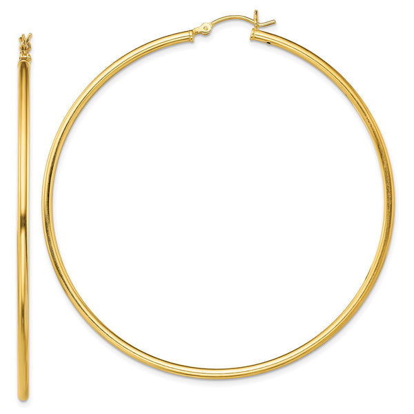 Goldtone Sterling Silver 2X65MM Hoop Earrings