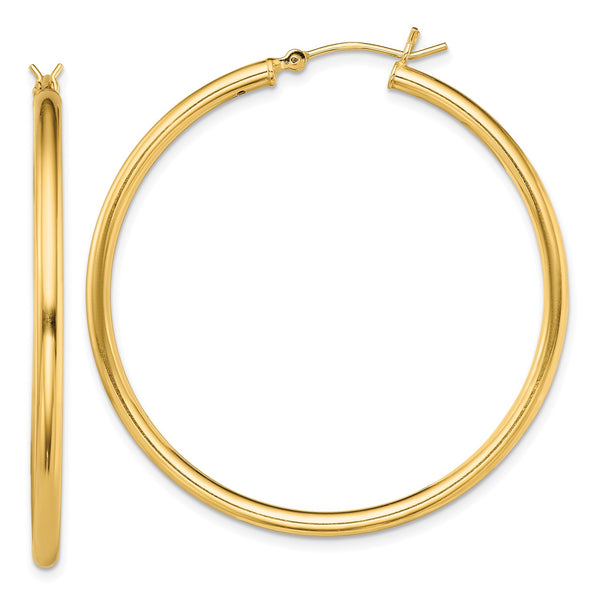 Goldtone Sterling Silver 2X45MM Hoop Earrings