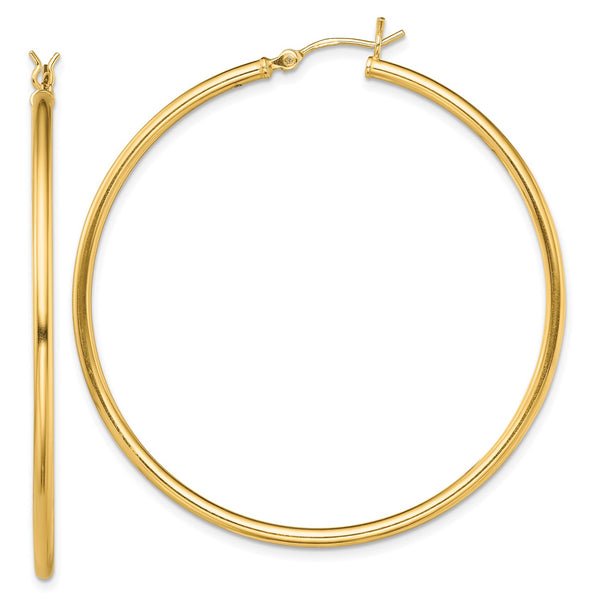 Goldtone Sterling Silver 2X50MM Hoop Earrings