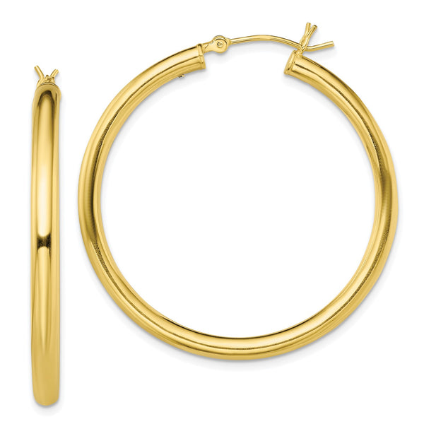 Goldtone Sterling Silver 3X40MM Hoop Earrings
