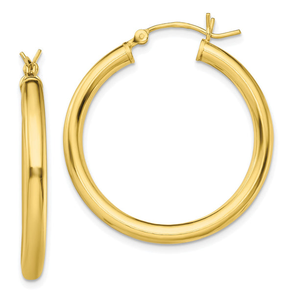 Goldtone Sterling Silver 3X30MM Hoop Earrings