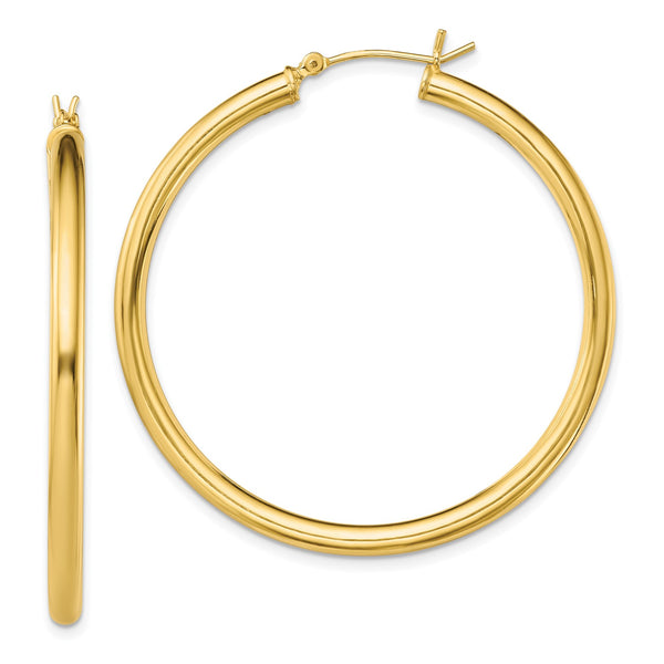 Goldtone Sterling Silver 3X45MM Hoop Earrings