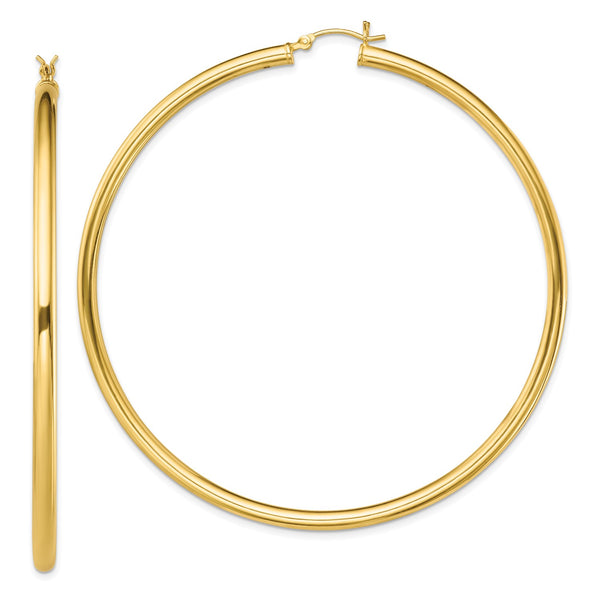 Goldtone Sterling Silver 3X70MM Hoop Earrings