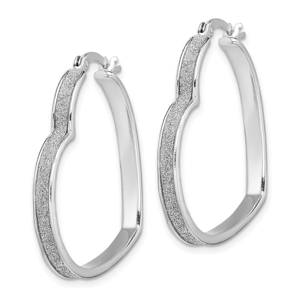 Sterling Silver 30MM Glitter Heart Hoop Earrings