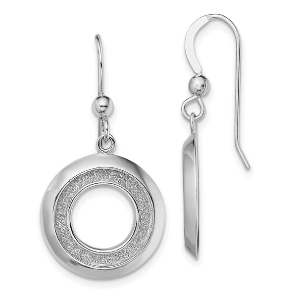 Sterling Silver 35X17MM Drop & Dangle Glitter Circle Earrings