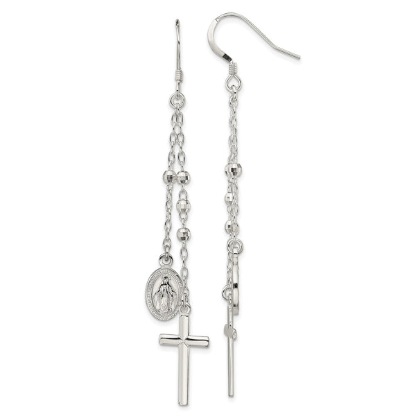 Sterling Silver Drop & Dangle Cross Earrings