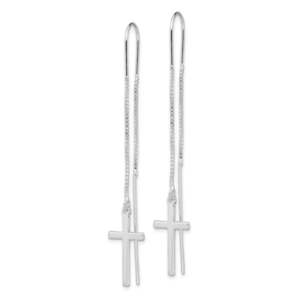 Sterling Silver 65X10MM Cross Threader Earrings