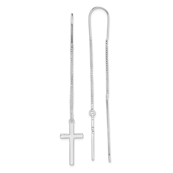 Sterling Silver 65X10MM Cross Threader Earrings