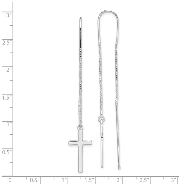 Sterling Silver 65X10MM Cross Threader Earrings