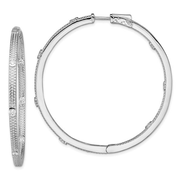 Sterling Silver Cubic Zirconia 52MM In & Out Hoop Earrings