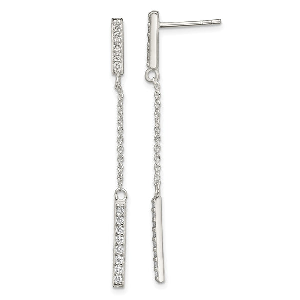 Sterling Silver Cubic Zirconia 51X2MM Drop & Dangle Earrings