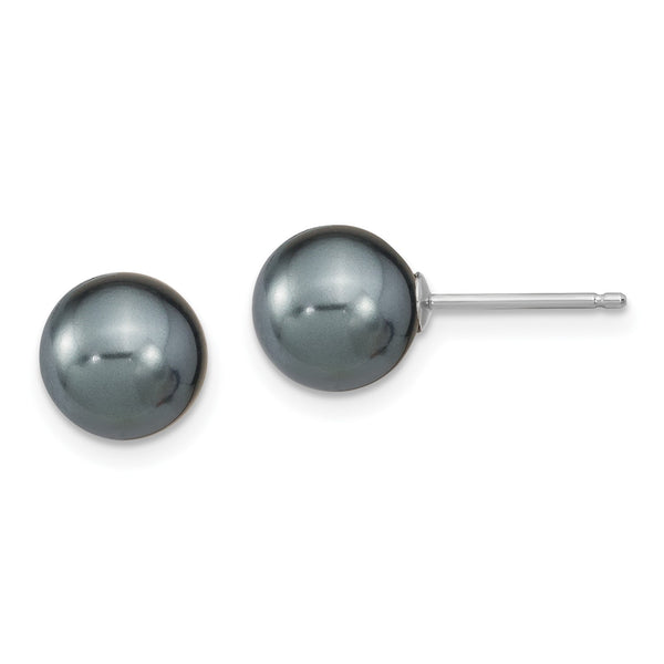 Sterling Silver 8MM Shell Pearl 3-Pair Stud Earrings