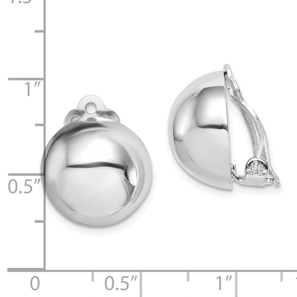 Sterling Silver 15MM Circle Clip On Earrings