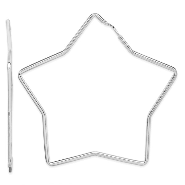 Sterling Silver 80MM Star Shaped Hoop Earrings