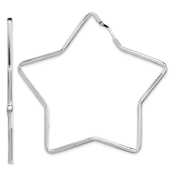 Sterling Silver 60MM Star Shaped Hoop Earrings