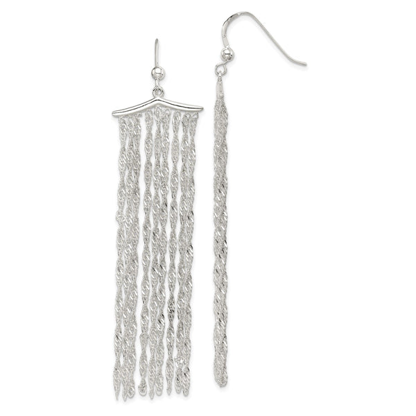 Sterling Silver 80X20MM Multi-Strand Rope Earrings