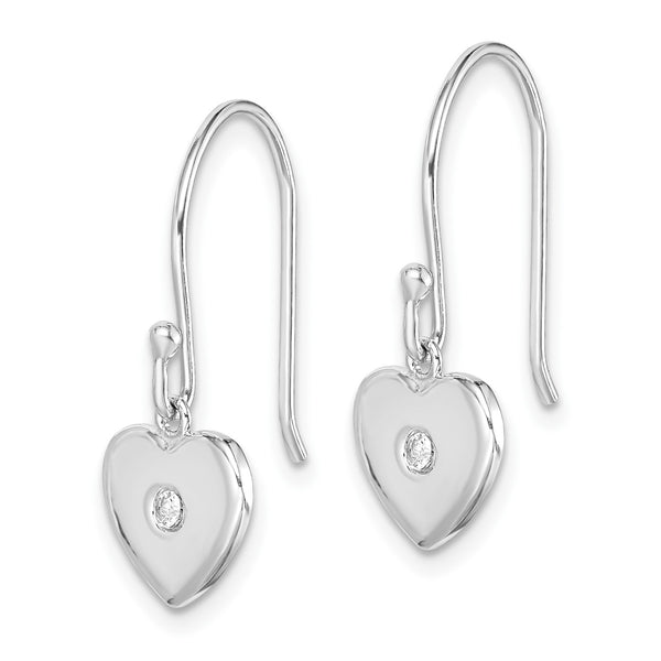 Sterling Silver Cubic Zirconia 23X8MM Drop & Dangle Heart Earrings