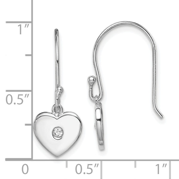 Sterling Silver Cubic Zirconia 23X8MM Drop & Dangle Heart Earrings