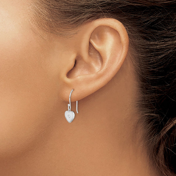 Sterling Silver Cubic Zirconia 23X8MM Drop & Dangle Heart Earrings