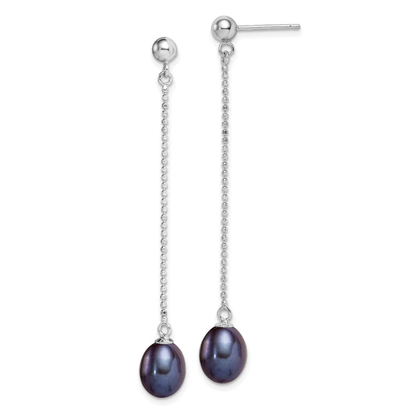 Sterling Silver 7X8MM Pearl Drop & Dangle Earrings