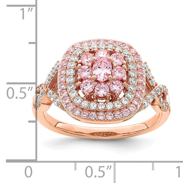 Rose Gold Plated Sterling Silver Cubic Zirconia Fashion Ring; Size 7