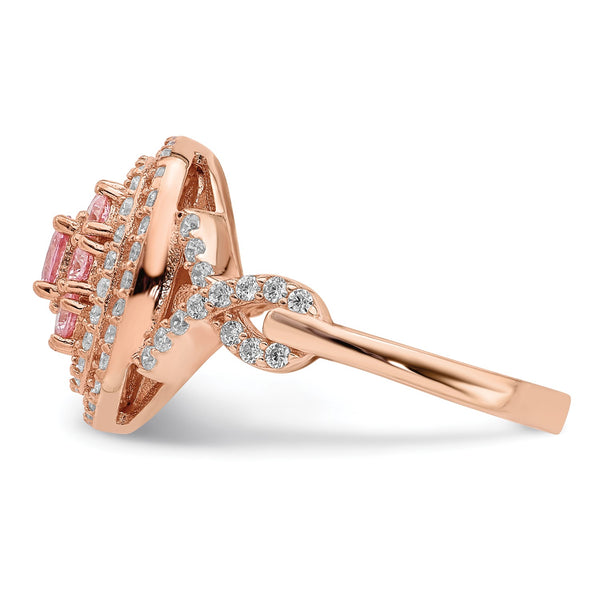 Rose Gold Plated Sterling Silver Cubic Zirconia Fashion Ring; Size 7