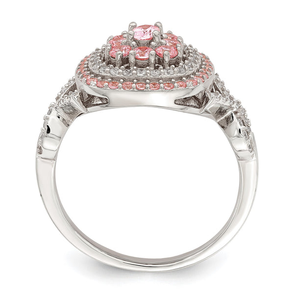 Rose Gold Plated Sterling Silver Cubic Zirconia Fashion Ring; Size 7