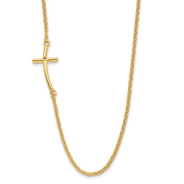Goldtone Sterling Silver 18X2MM 19" Cross Sideways Necklace
