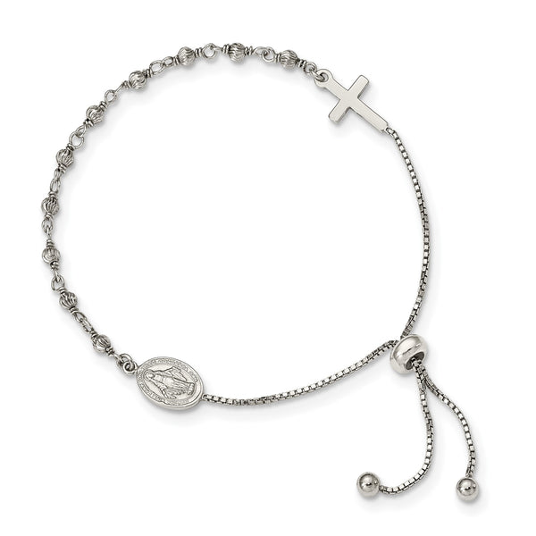 Sterling Silver Bolo Cross Miraculous Bracelet
