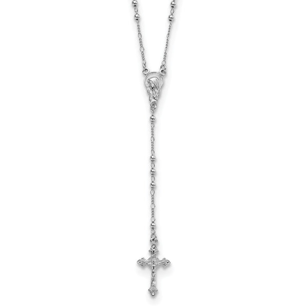 Sterling Silver 25" Beaded Rosary Necklace