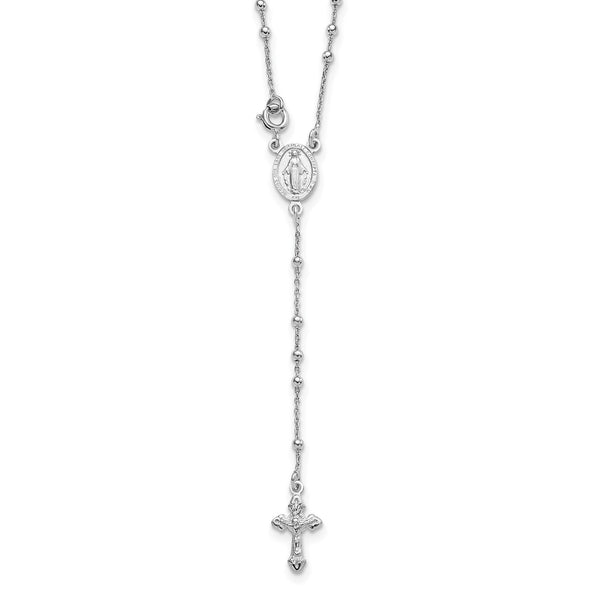 Sterling Silver 23" Beaded Rosary Necklace