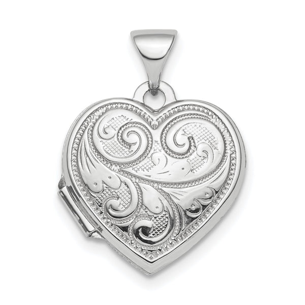 Sterling Silver 16X15MM Heart Locket Pendant-Chain Not Included