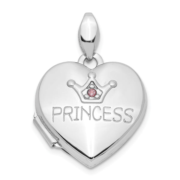 Sterling Silver Cubic Zirconia 16MM Locket Pendant-Chain Not Included
