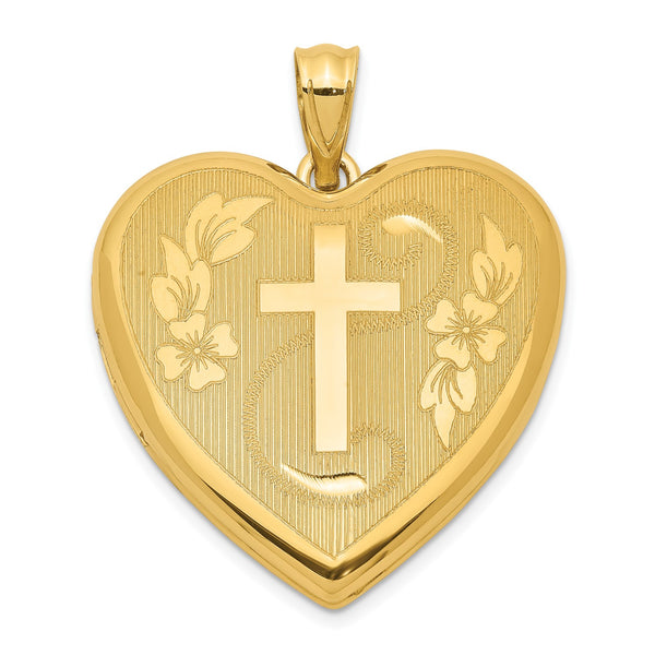 Gold Plated Sterling Silver Cross Heart Locket Ash Holder Pendant-Chain Not Included