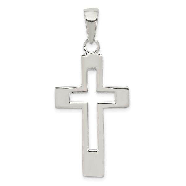Sterling Silver 48X21MM Cross Pendant-Chain Not Included