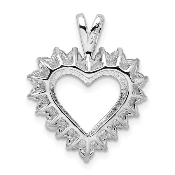 Sterling Silver Cubic Zirconia 27X21MM Heart Pendant-Chain Not Included