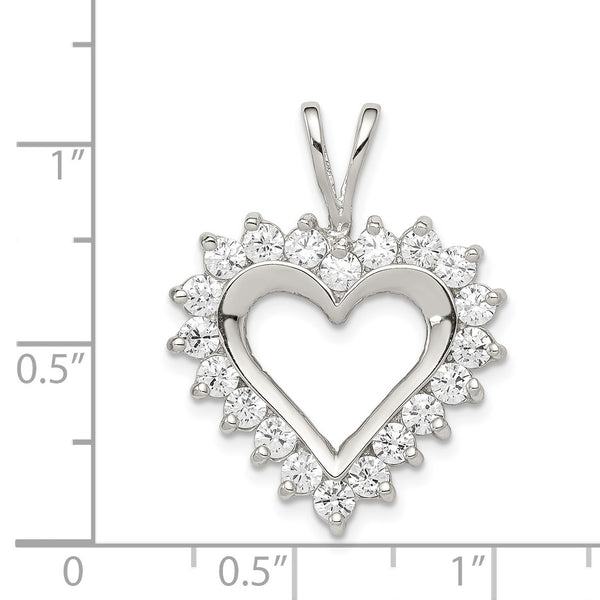 Sterling Silver Cubic Zirconia 27X21MM Heart Pendant-Chain Not Included